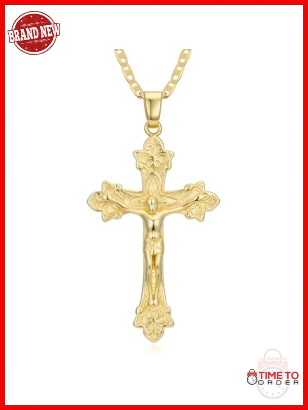 Gold Cross Necklace Crucifix Pendant Religious Jewelry for Women Men